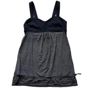 Lululemon Bra Tank Size 6 Black & Gray Run Back On Track Cinch Waist
